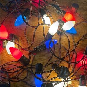 Vintage 50s-60s Christmas Red White and Blue 24 Light Strand Size C9